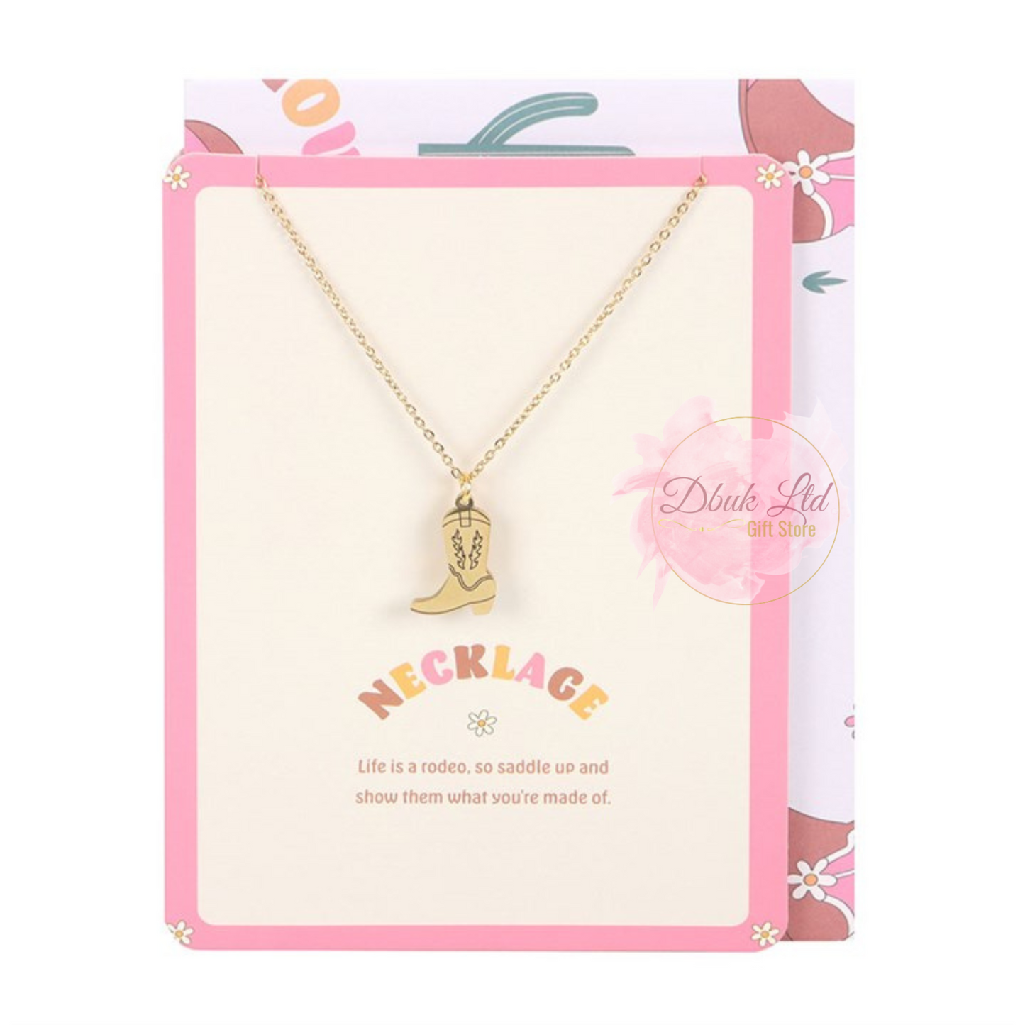 Cowboy Boot Necklace on Greeting Card