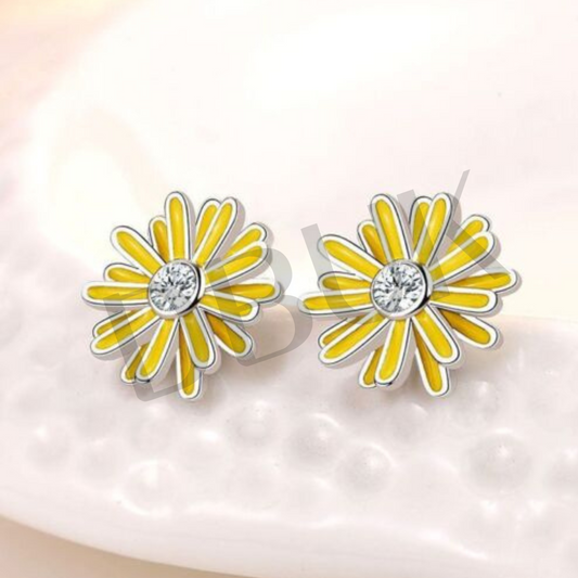 Yellow Flower Stud Earrings