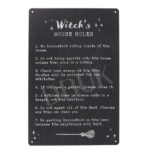 Witch's House Rules Metal Sign