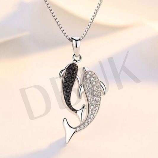 Twin Dolphin Pendant Necklace