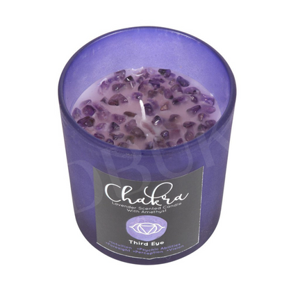 Third Eye Chakra Lavender Crystal Chip Candle