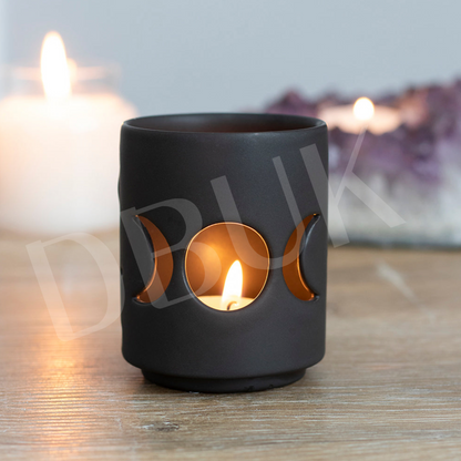 Small Black Triple Moon Cut Out Tealight Holder