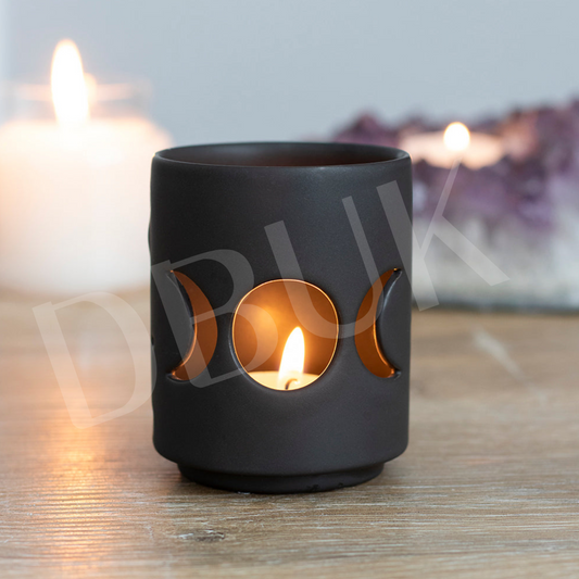 Small Black Triple Moon Cut Out Tealight Holder
