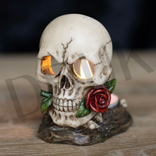 Skull Rose Tealight Holder