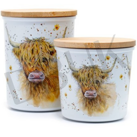Set of 2 Highland Cow Recycled Storage Jars