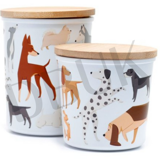Set of 2 Dogs Recycled Storage Jars