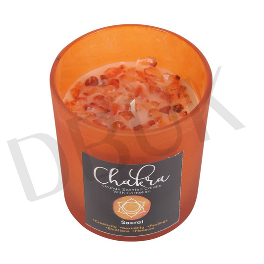 Sacral Chakra Orange Crystal Chip Candle