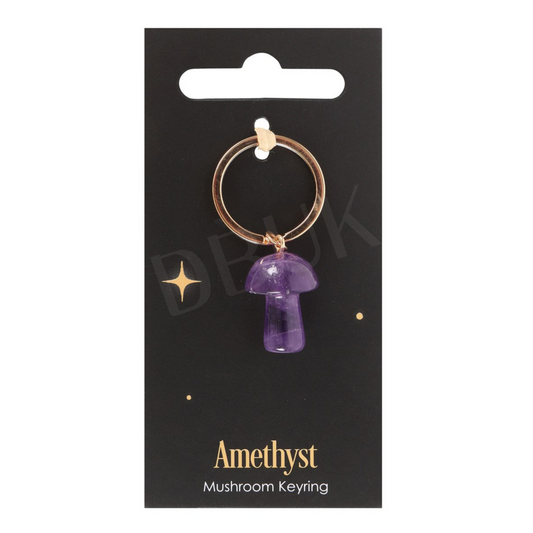 Rose Quartz Crystal Mushroom Keyring