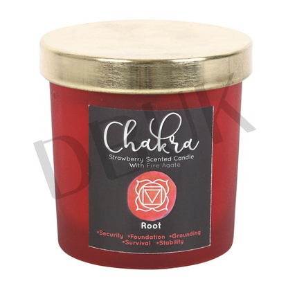 Root Chakra Strawberry Crystal Chip Candle