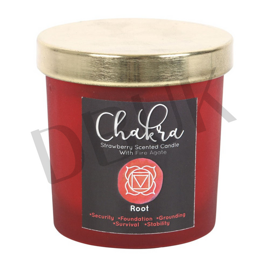 Root Chakra Strawberry Crystal Chip Candle