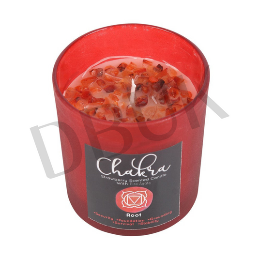 Root Chakra Strawberry Crystal Chip Candle