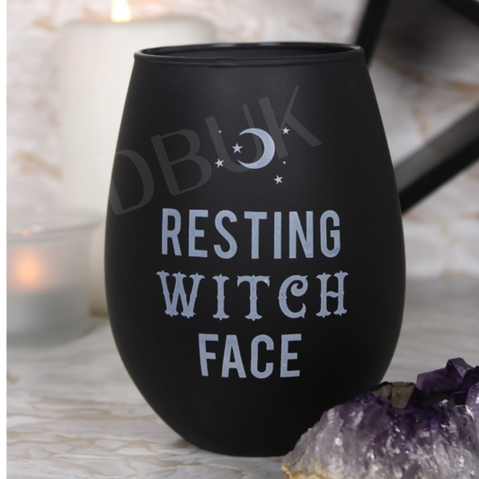 Resting Witch Face Stemless Wine Glass