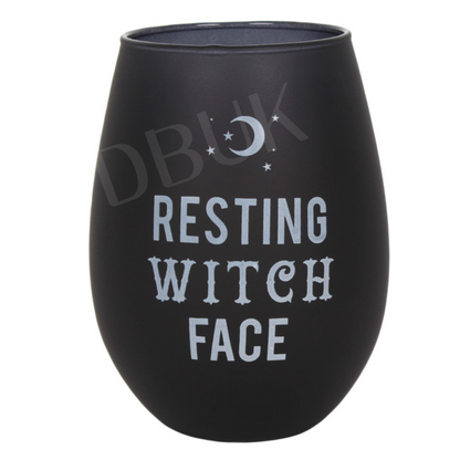 Resting Witch Face Stemless Wine Glass