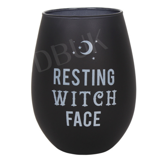Resting Witch Face Stemless Wine Glass