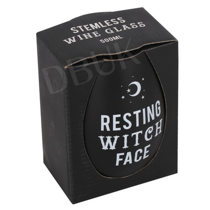 Resting Witch Face Stemless Wine Glass
