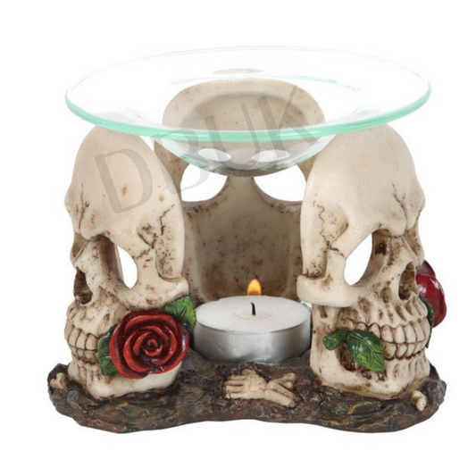 Resin & Glass Skull Rose Oil/Wax Burner