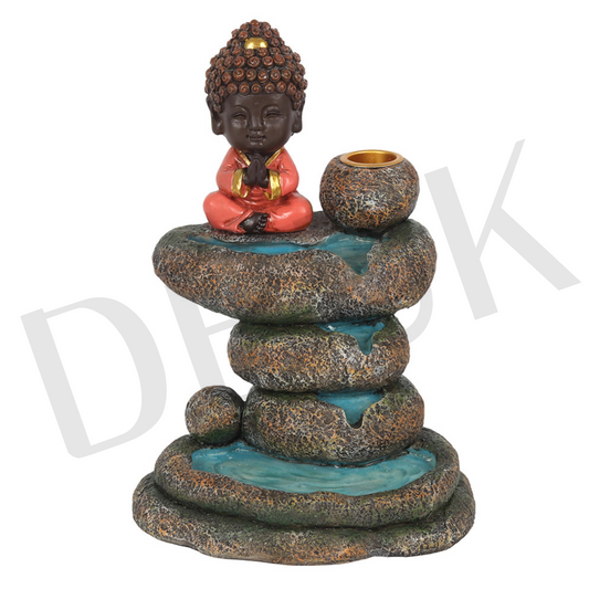 Red Buddha and Rock Pond Backflow Incense Burner