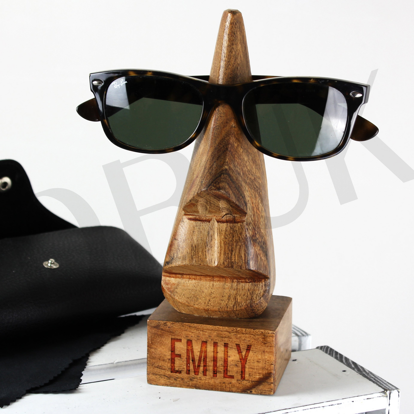 Personalised Wooden Nose-Shaped Glasses Holder