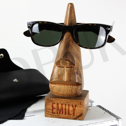 Personalised Wooden Nose-Shaped Glasses Holder