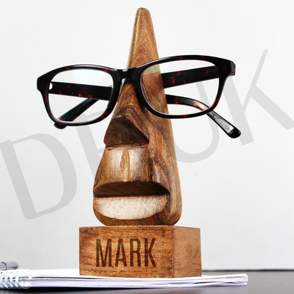 Personalised Wooden Nose-Shaped Glasses Holder