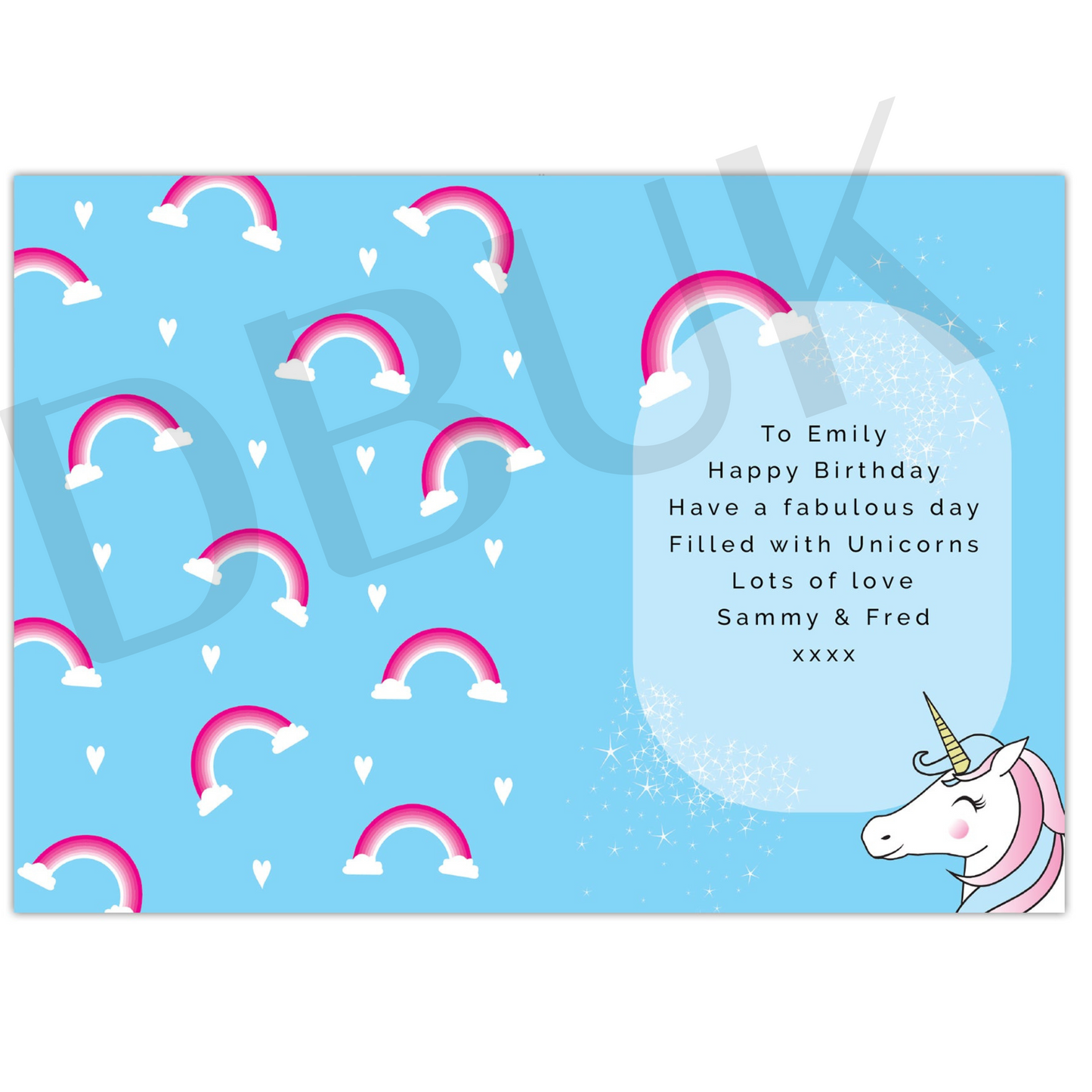 Personalised Unicorn Birthday Card