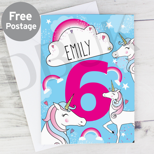 Personalised Unicorn Birthday Card