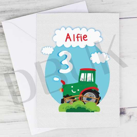 Personalised Tractor Birthday Card