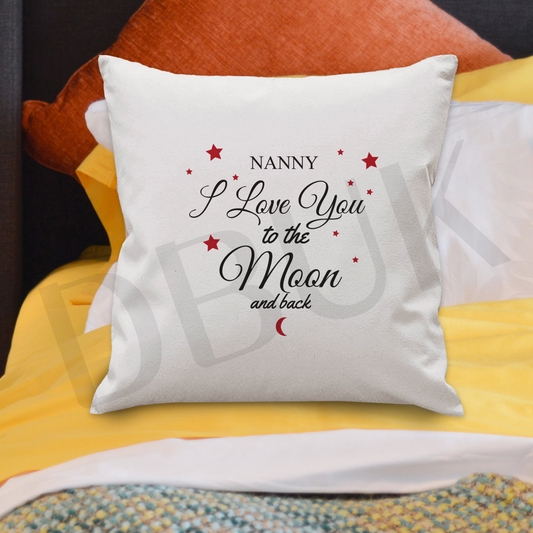 Personalised To The Moon & Back White Cushion