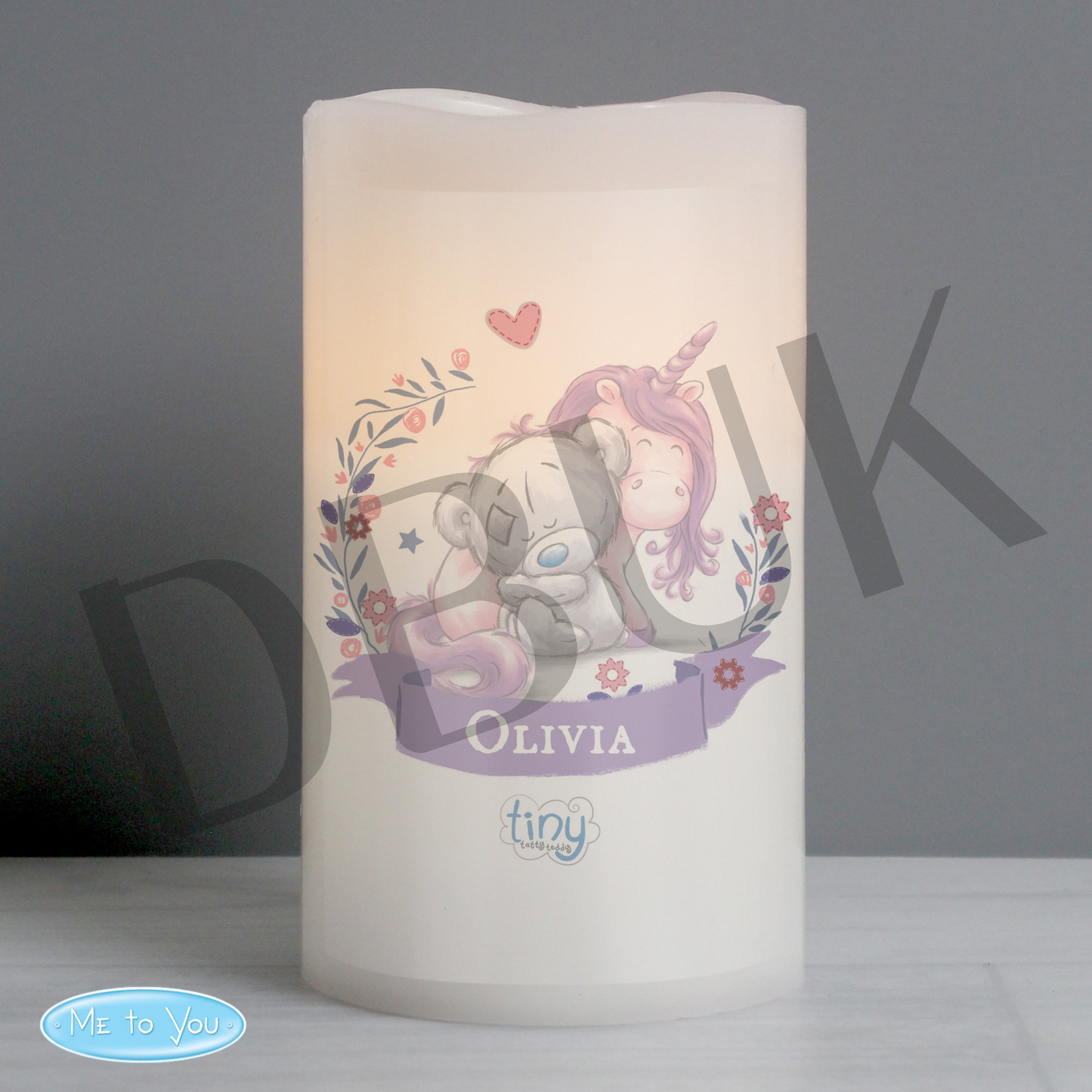 Personalised Tiny Tatty Teddy Unicorn Nightlight LED Candle