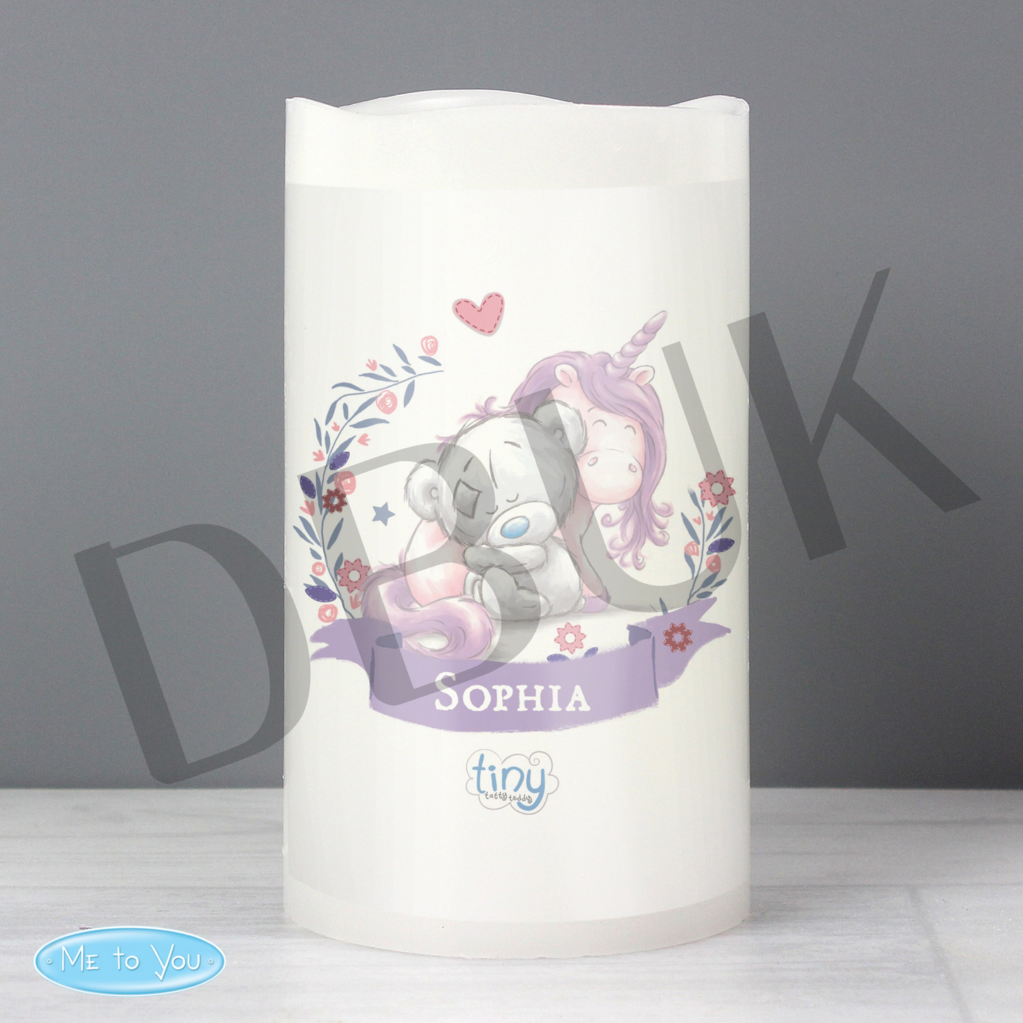 Personalised Tiny Tatty Teddy Unicorn Nightlight LED Candle