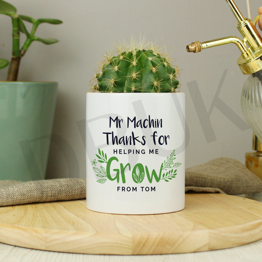 Personalised Thanks For Helping Me Grow Ceramic Storage Pot