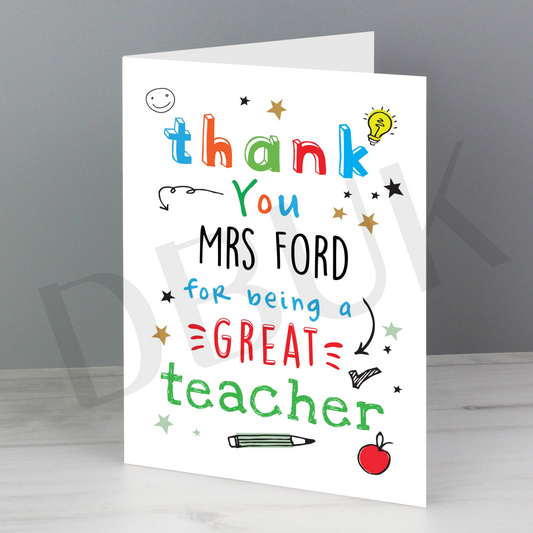 Personalised Thank You Teacher Card