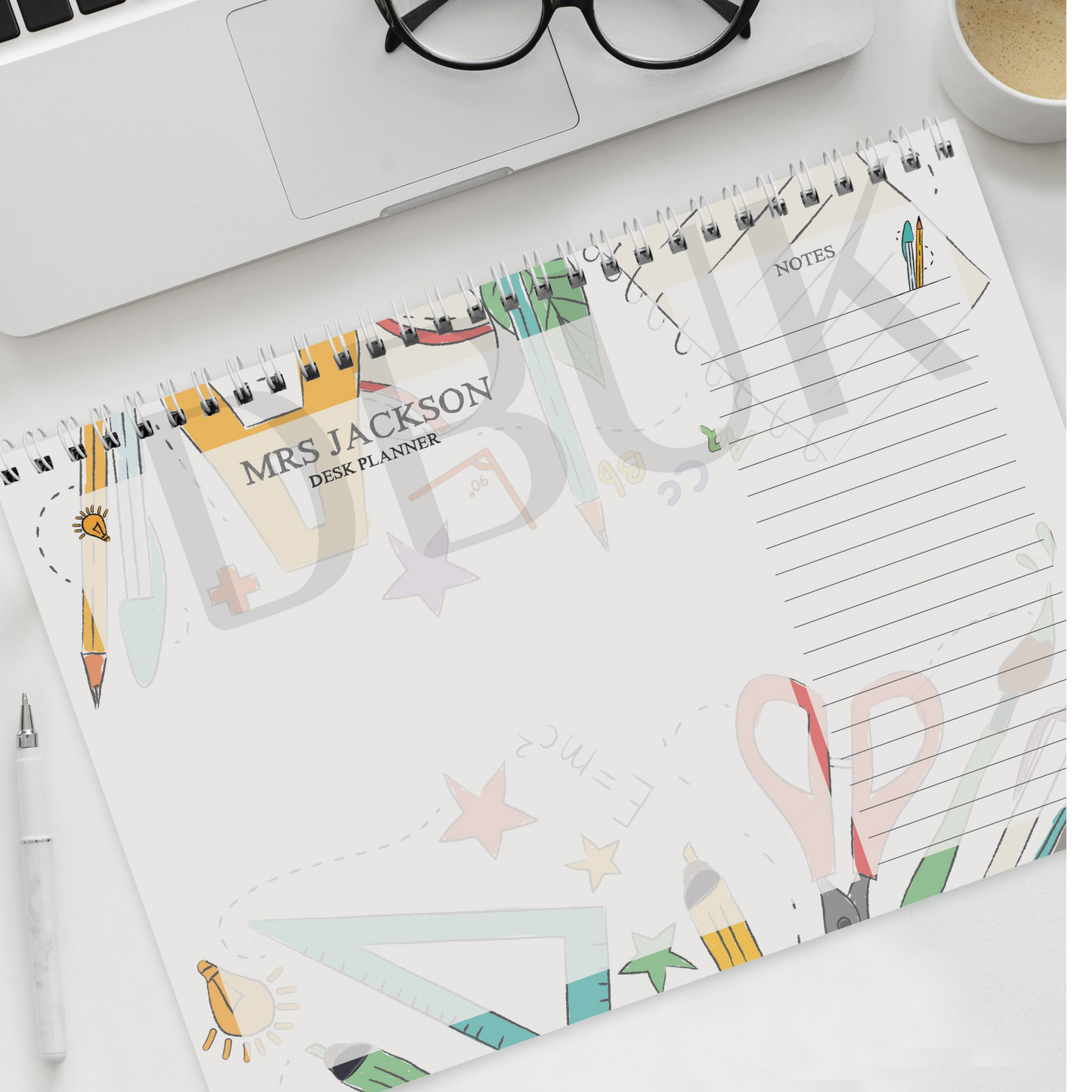 Personalised Teacher A4 Desk Planner