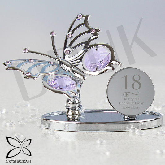 Personalised Swirls & Hearts Birthday Crystocraft Butterfly