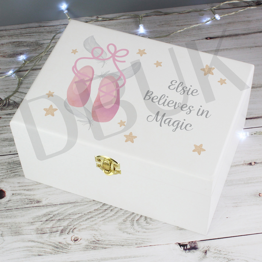 Personalised Swan Lake Ballet White Wooden Keepsake Box