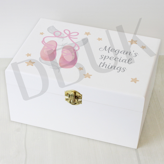 Personalised Swan Lake Ballet White Wooden Keepsake Box
