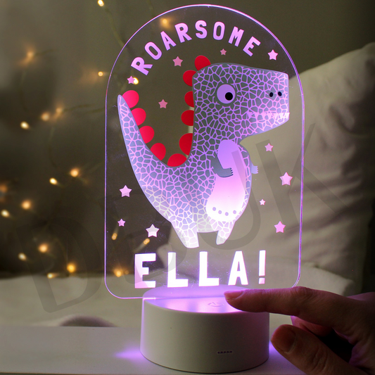 Personalised Roarsome Dinosaur LED Colour Changing Night Light