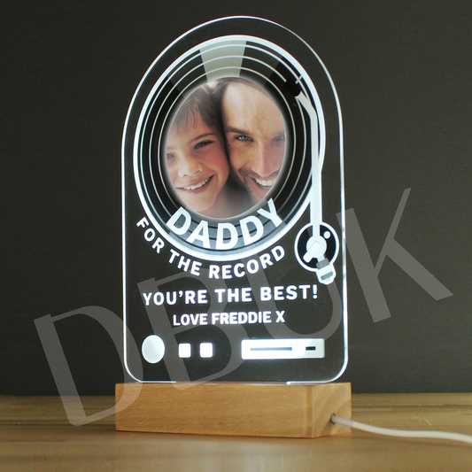 Personalised Record Photo Upload Wooden Based LED Light