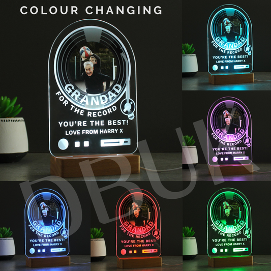 Personalised Record Photo Upload Wooden Based LED Light
