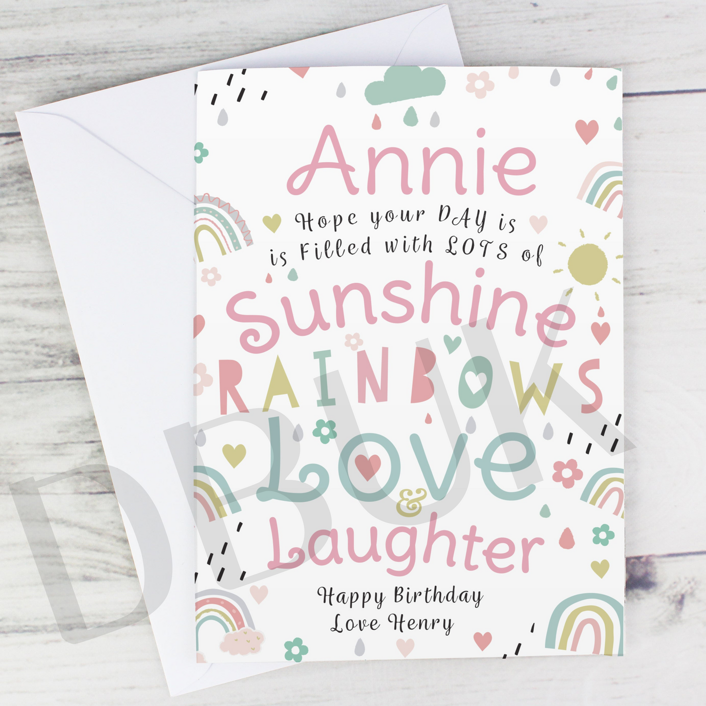 Personalised Rainbows & Sunshine Card