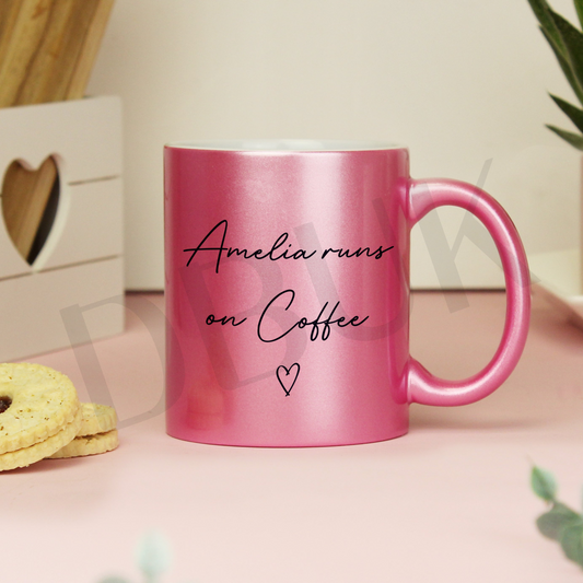 Personalised Pink Glitter Mug