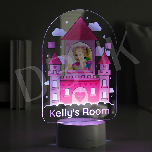 Personalised Pink Castle Photo Upload LED Colour Changing Night Light