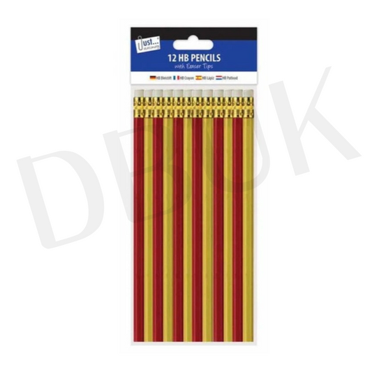 12 PK HB Pencils with Eraser Tops
