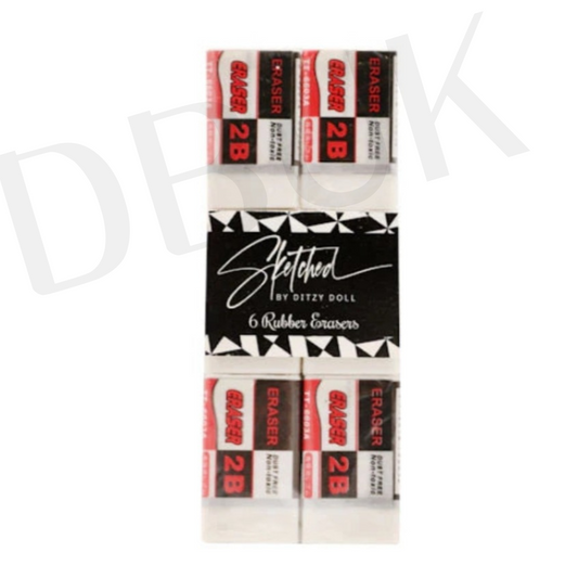 6 PK of Rubber Erasers