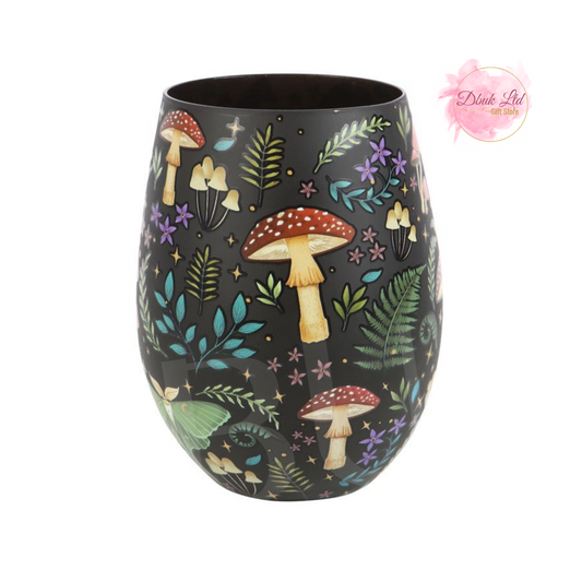 Dark Forest Print Stemless Wine Glass