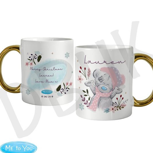 Personalised Me to You Cosy Winter Gold Handled Mug