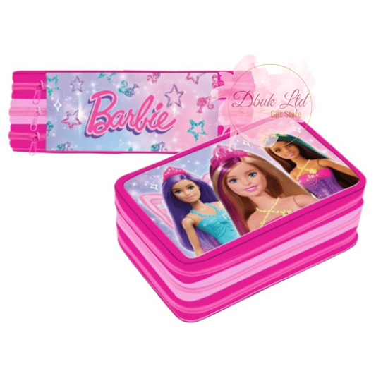 Official Barbie 3 Zip Filled Pencil Case