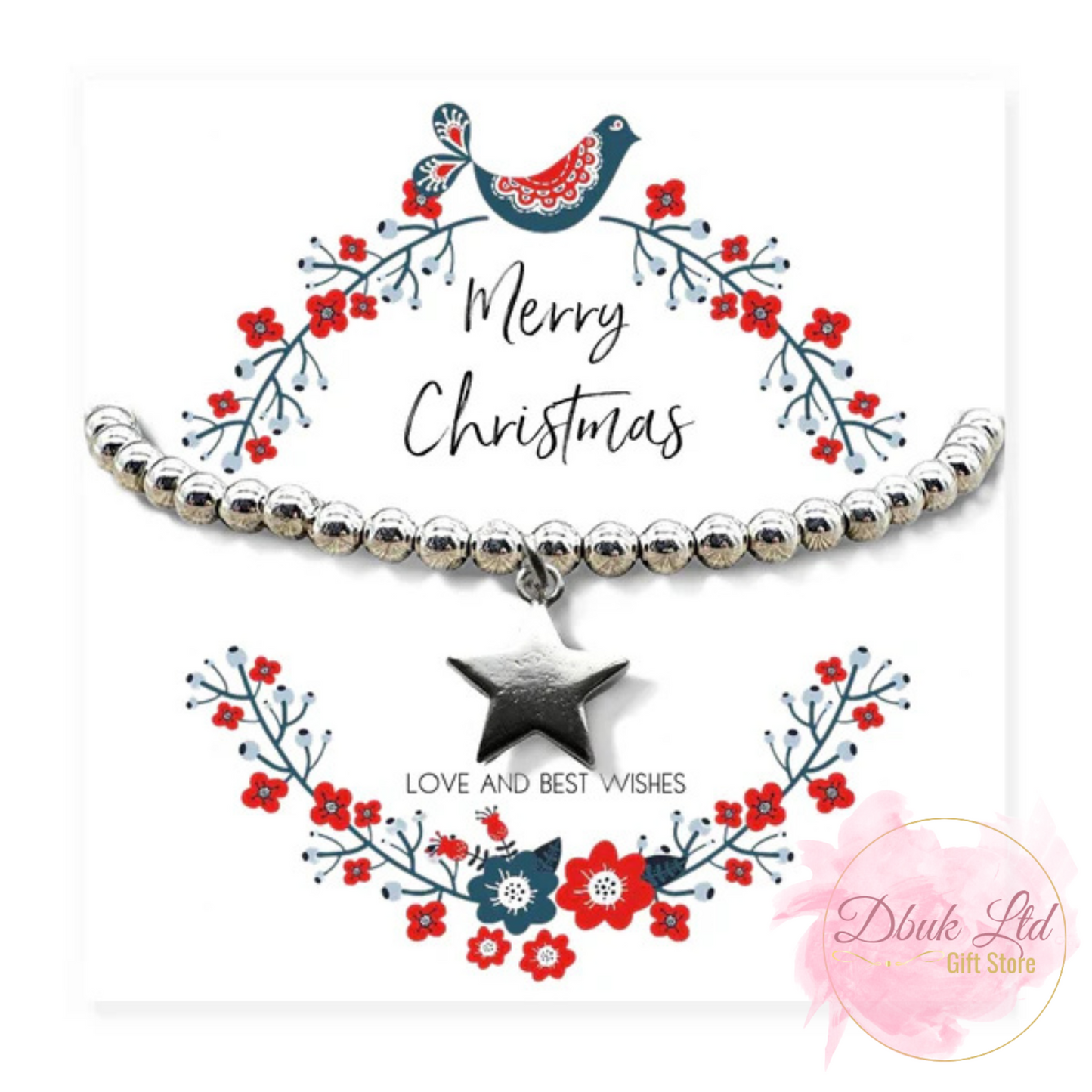 Christmas Star Beaded Bracelet & Gift Card