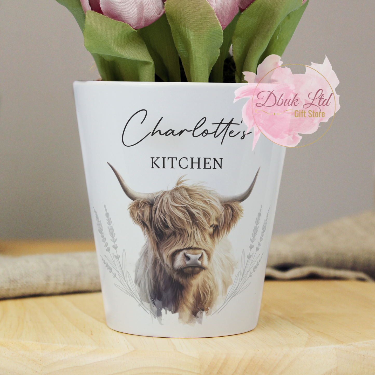 Personalised Highland Cow Plant Pot