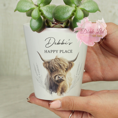 Personalised Highland Cow Plant Pot